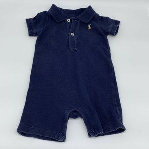 RALPH LAUREN Boys Romper 3M Navy Blue Shortall Pol